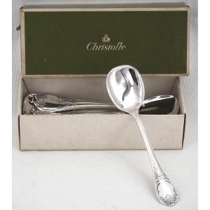 Christofle Marly Model, 12 Spoons, Ice Scoops, Silver-plated, 12.8 Cm, Excellent Condition.