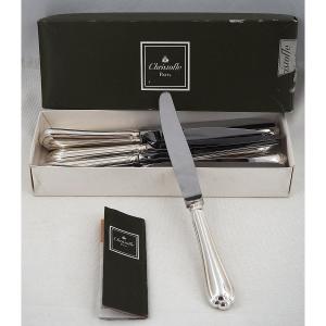 Christofle "spatours" Model, 12 Silver-plated Table Knives, In Excellent Condition.