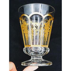 Baccarat, Glass, Violet Vase, Gilded Crystal, Molded, Charles X, Louis Philippe, Signed.