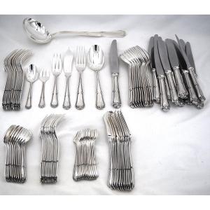 François Frionnet, 85-piece Kitchen Set, Knives, Silver-plated Metal, Excellent Condition.