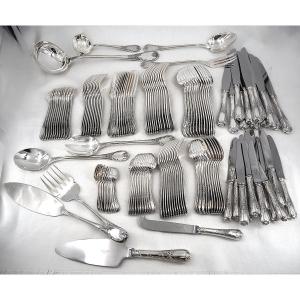 Christofle "marly" Model, 142-piece Cutlery Set, Silver-plated, In Excellent Condition.