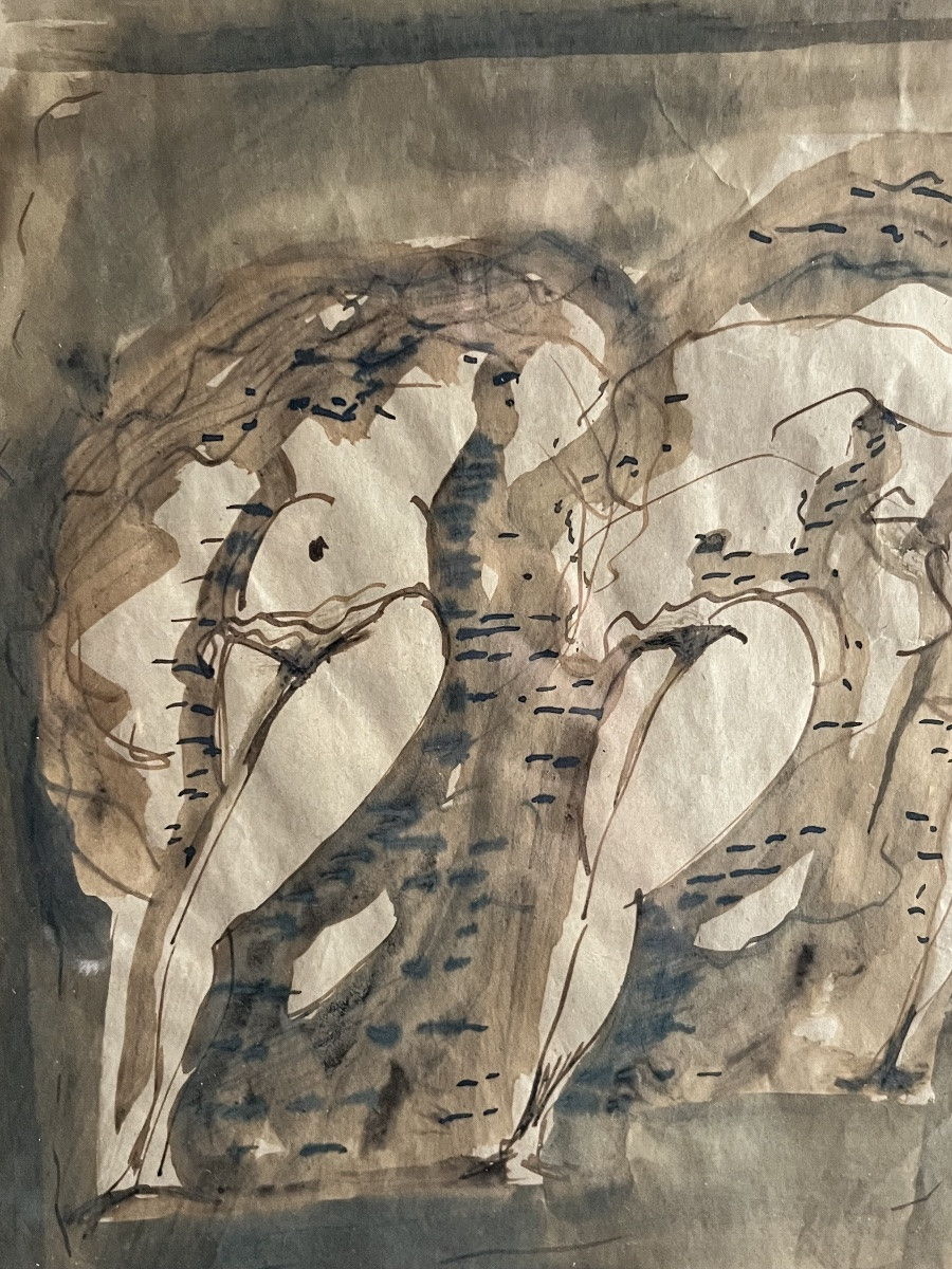 Aquarelle représentant des danseuses de French Can can-photo-2