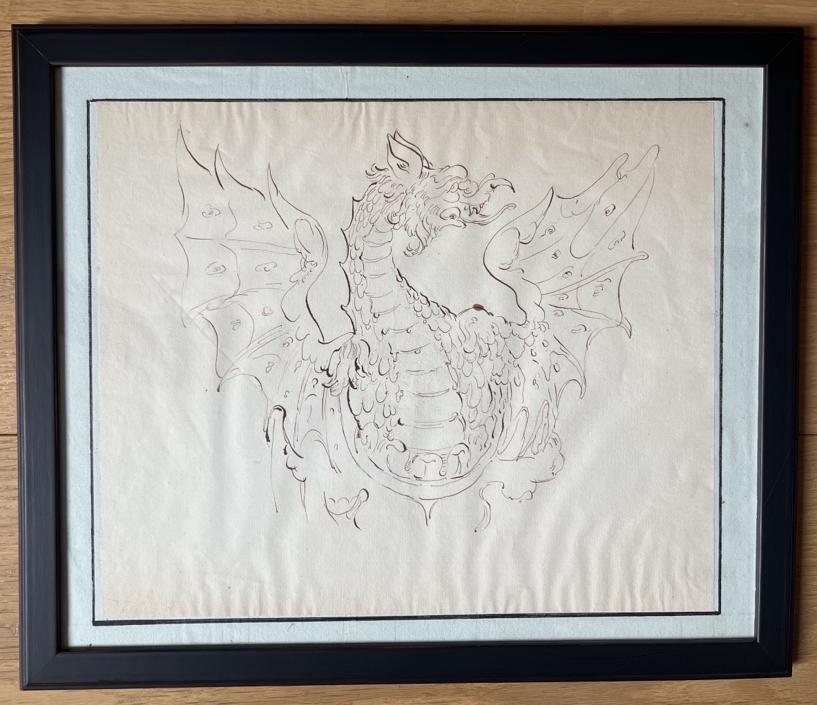 An Antique Drawing Of A Dragon From The 1700s-photo-3