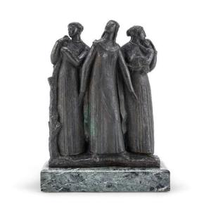 Sculpture en bronze d'un groupe de trois femmes avec un enfant, Années 1920