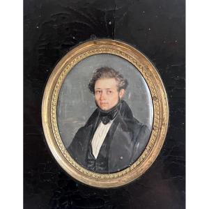 Miniature, Portrait d’homme XIXème siècle