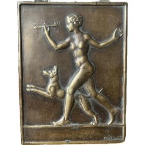 Diana The Huntress – Bronze Bas-relief Panel