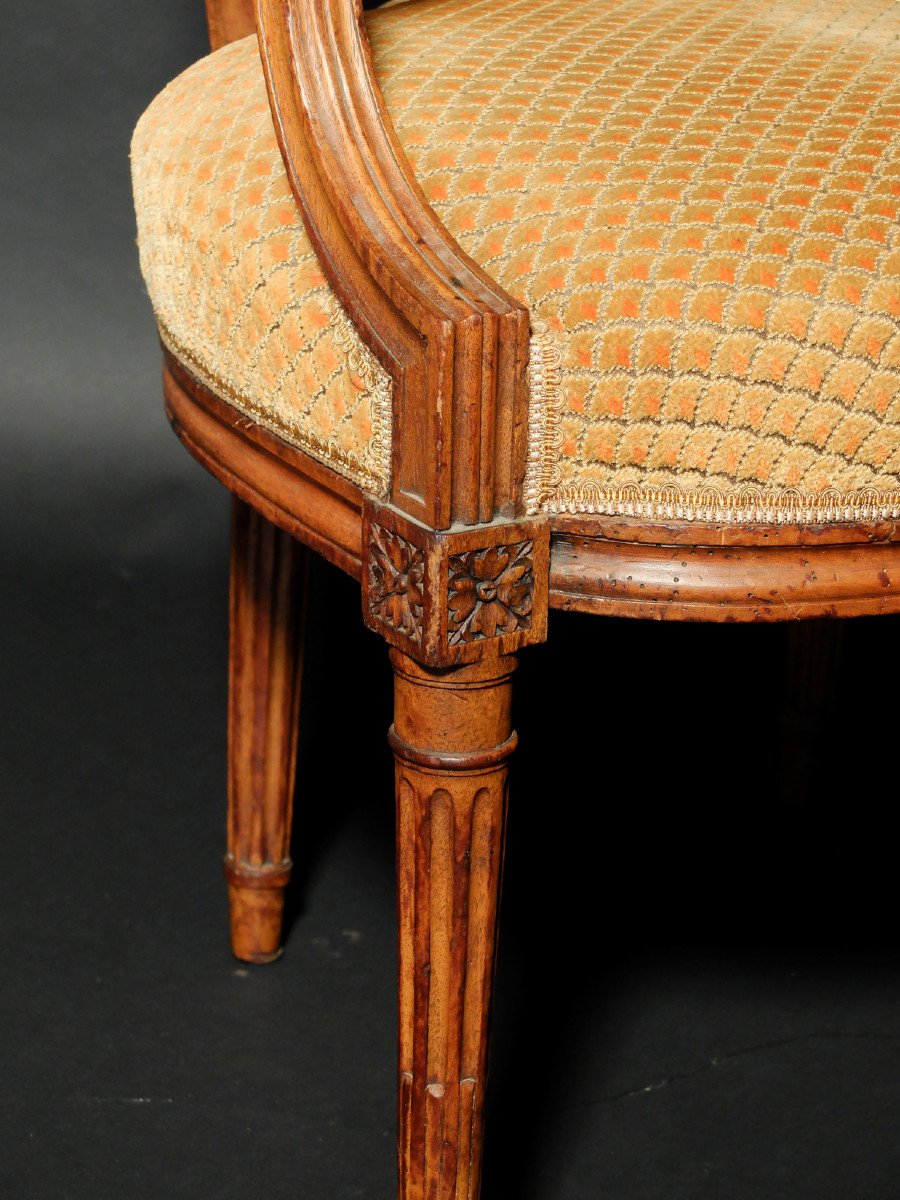Suite de 4 fauteuils en cabriolet d'époque Louis XVI-photo-4