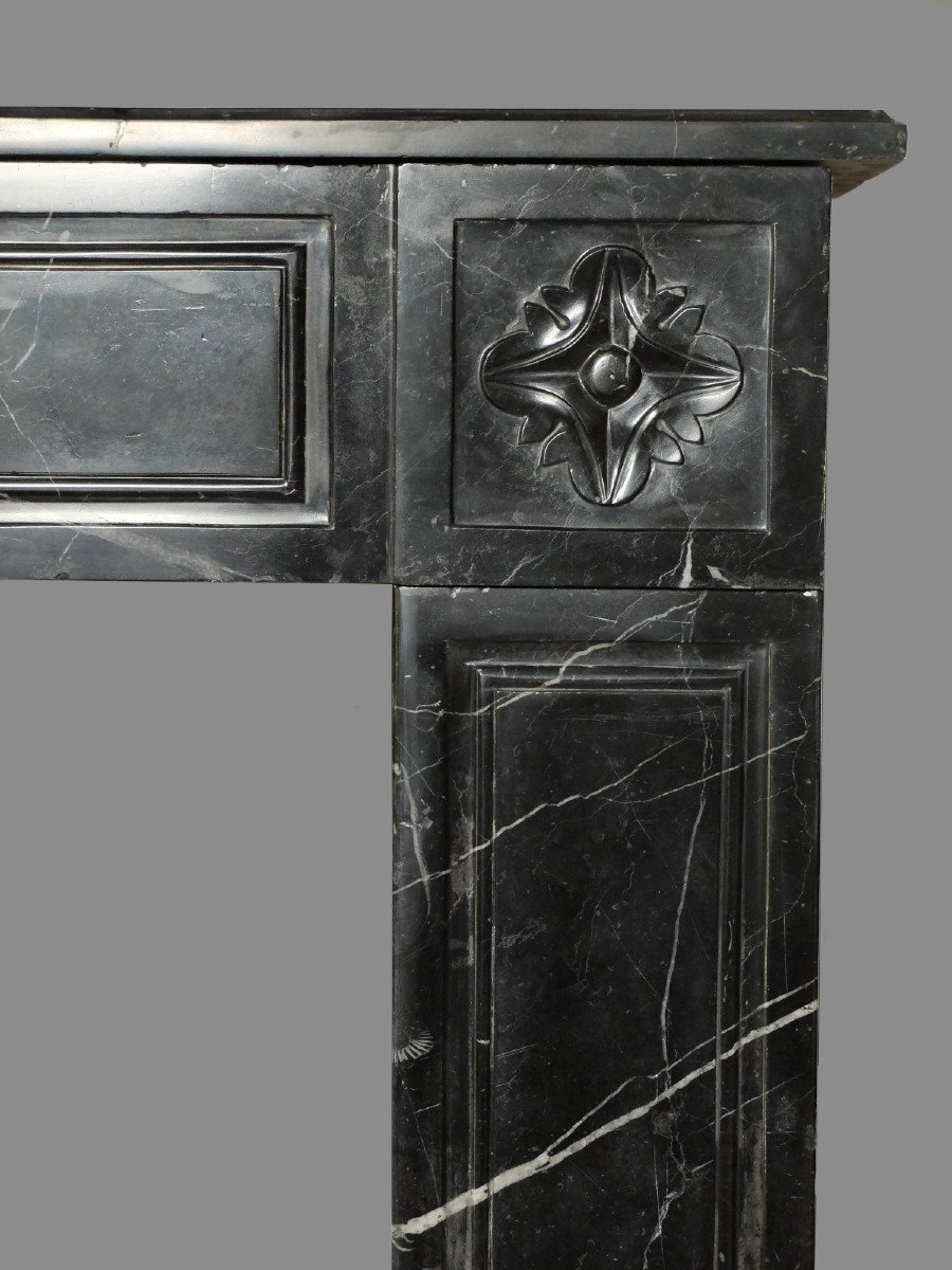 Louis XVI Period Fireplace In Black Marble-photo-3