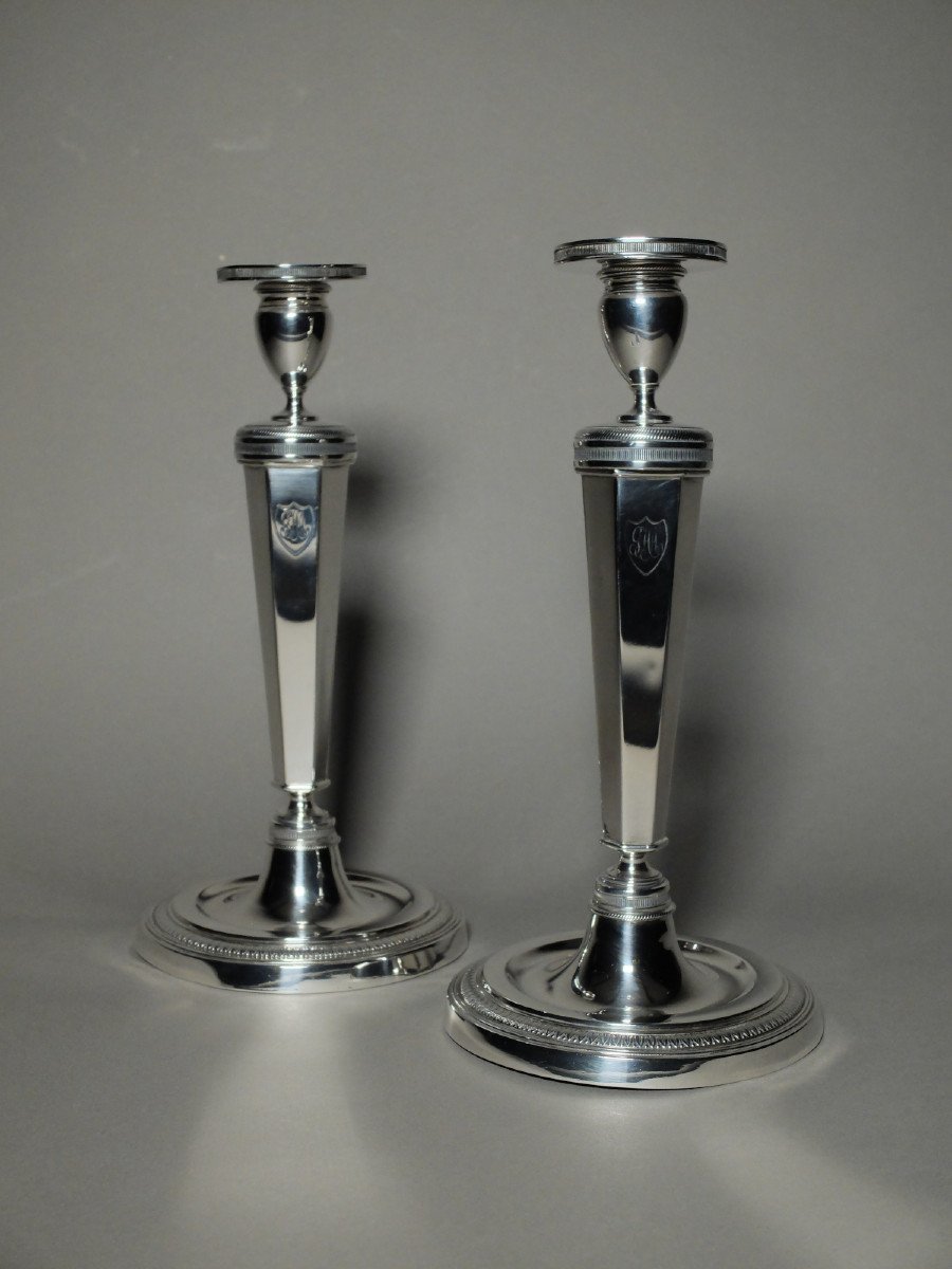 Pair Of 19th Century Candlesticks In Solid Silver