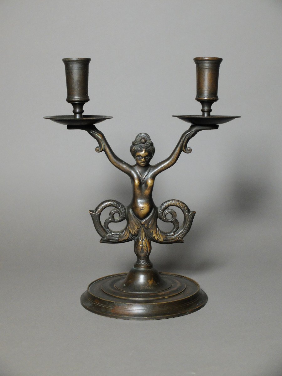Pair Of Mermaid Candlesticks In The Renaissance Style-photo-3