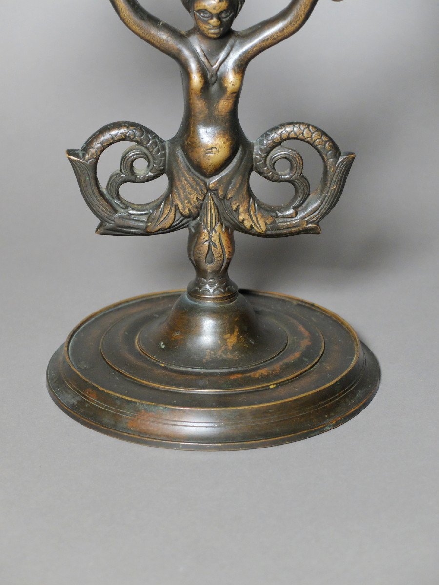 Pair Of Mermaid Candlesticks In The Renaissance Style-photo-4
