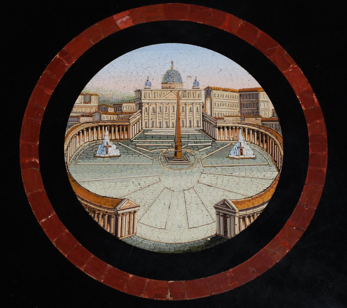Micromosaic Pedestal Table With Views Of Rome, Italy, Circa 1820-1830-photo-2