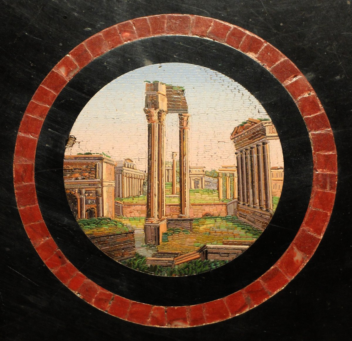 Micromosaic Pedestal Table With Views Of Rome, Italy, Circa 1820-1830-photo-3