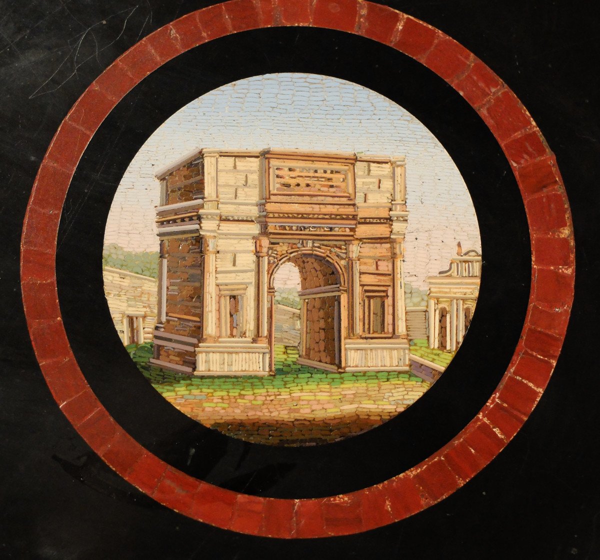 Micromosaic Pedestal Table With Views Of Rome, Italy, Circa 1820-1830-photo-1