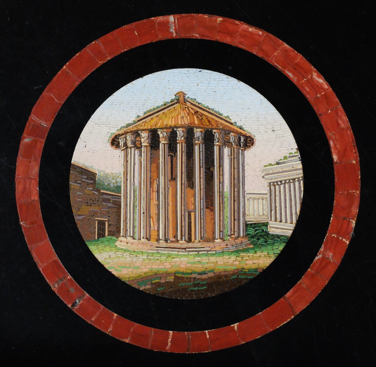 Micromosaic Pedestal Table With Views Of Rome, Italy, Circa 1820-1830-photo-4