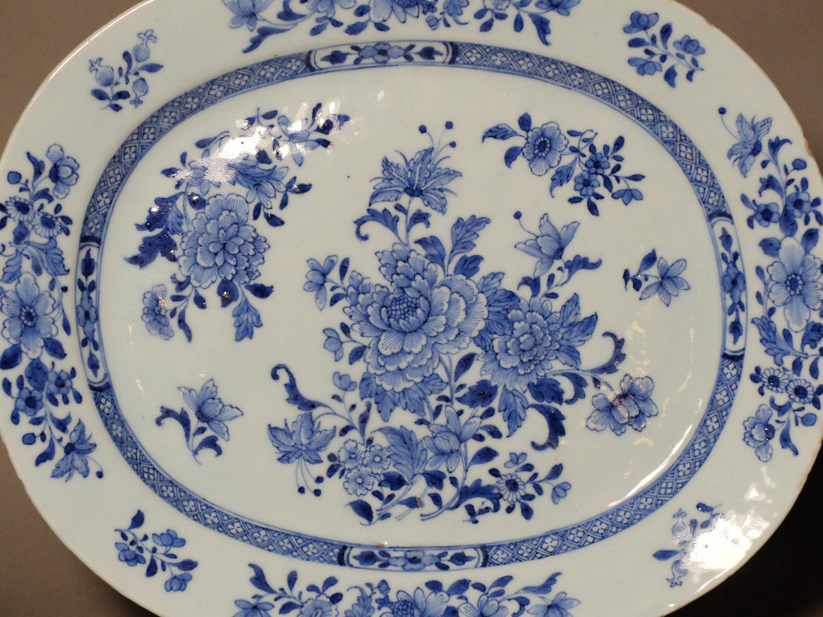 Oval Dish In Blue And White Chinese Porcelain - 18th Century-photo-2