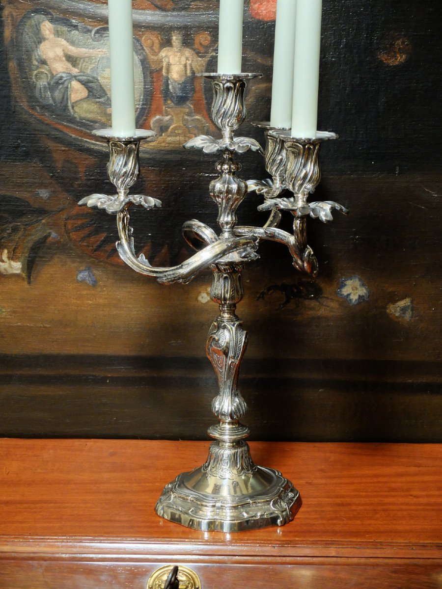 Pair Of Rocaille Candelabra - 19th Century-photo-2