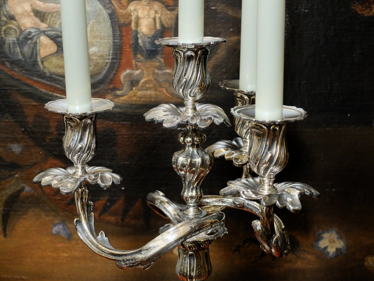 Pair Of Rocaille Candelabra - 19th Century-photo-3