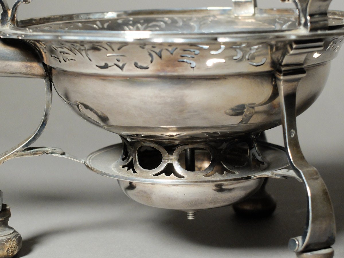 Réchaud en argent massif par J.B. Leroux, Lille, 1746-photo-2