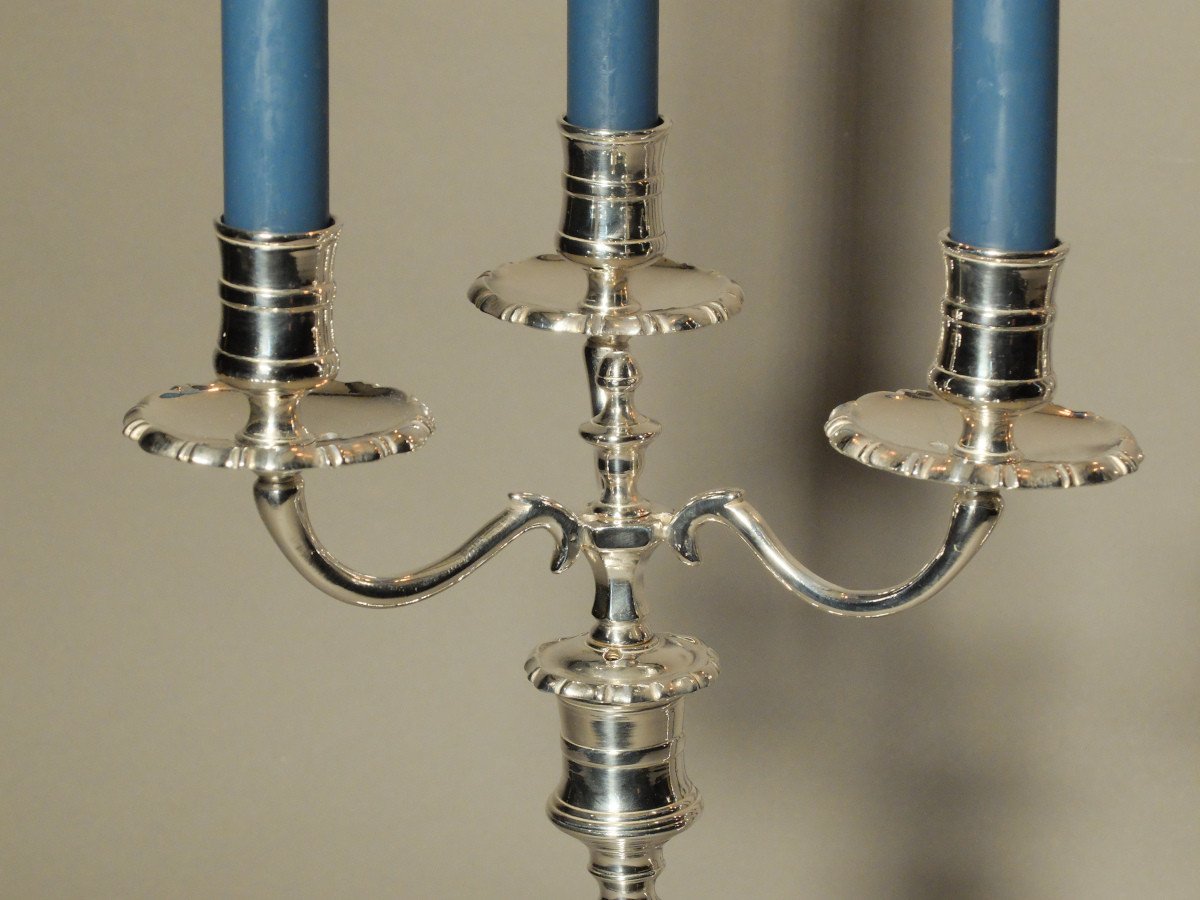 Pair Of 3-branched Candelabras From The 18th Century-photo-3