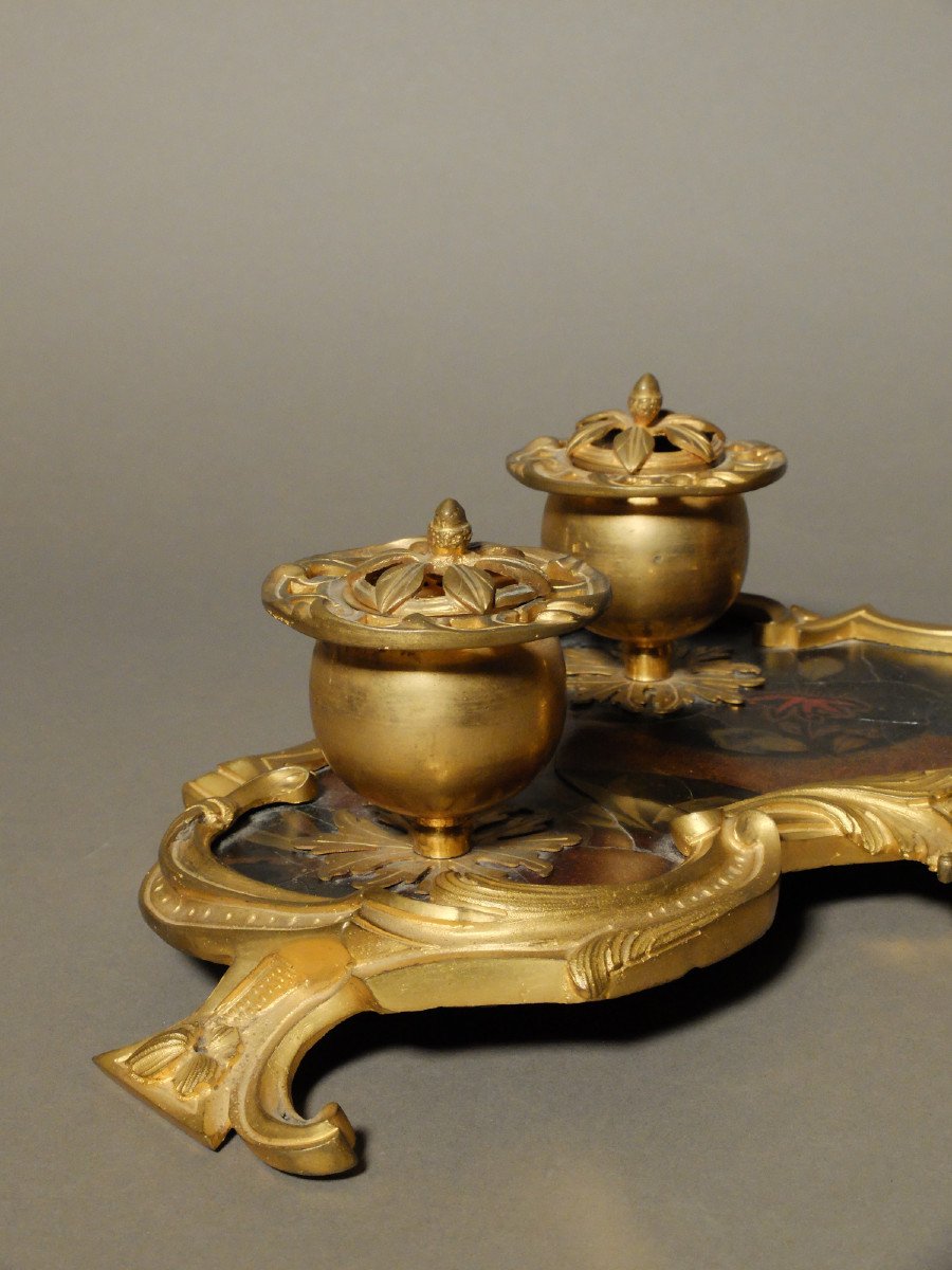 Lacquer And Gilded Bronze Desk Inkwell-photo-1