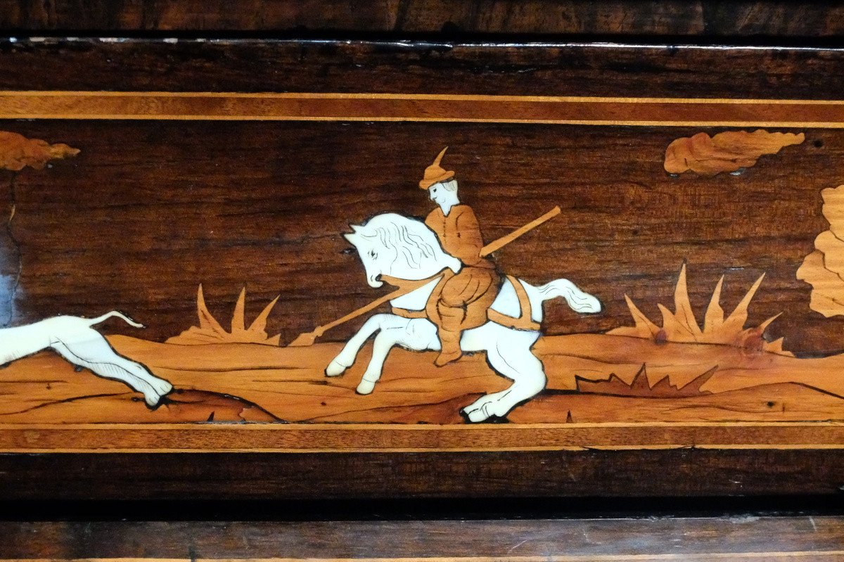 Italian Chest Of Drawers With Hunting Scenes - Lombardy, 18th Century-photo-6
