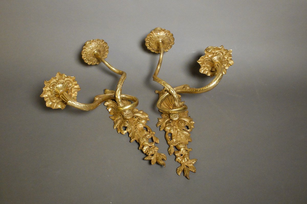 Paire d'appliques à deux feux d'époque Régence-photo-2