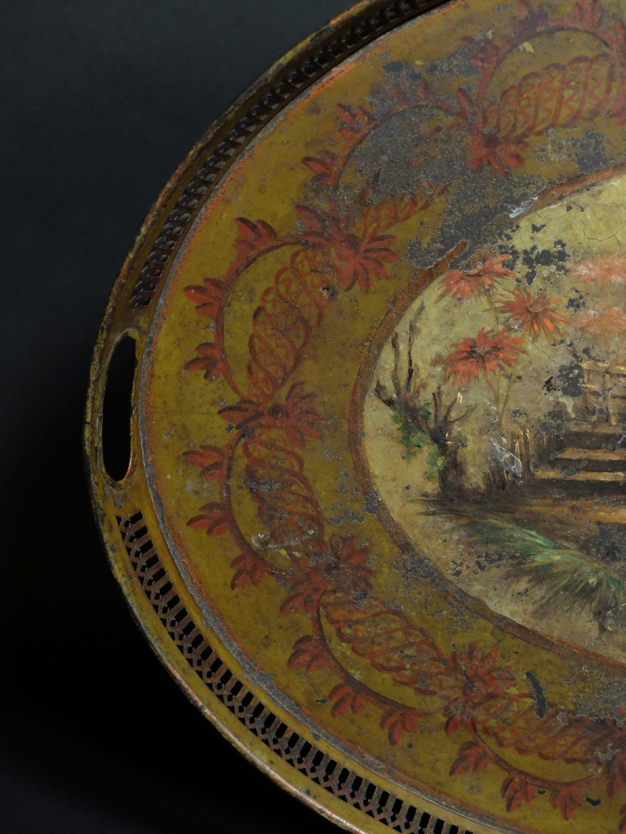 Painted Sheet Metal Tray With Chinese Decoration-photo-3