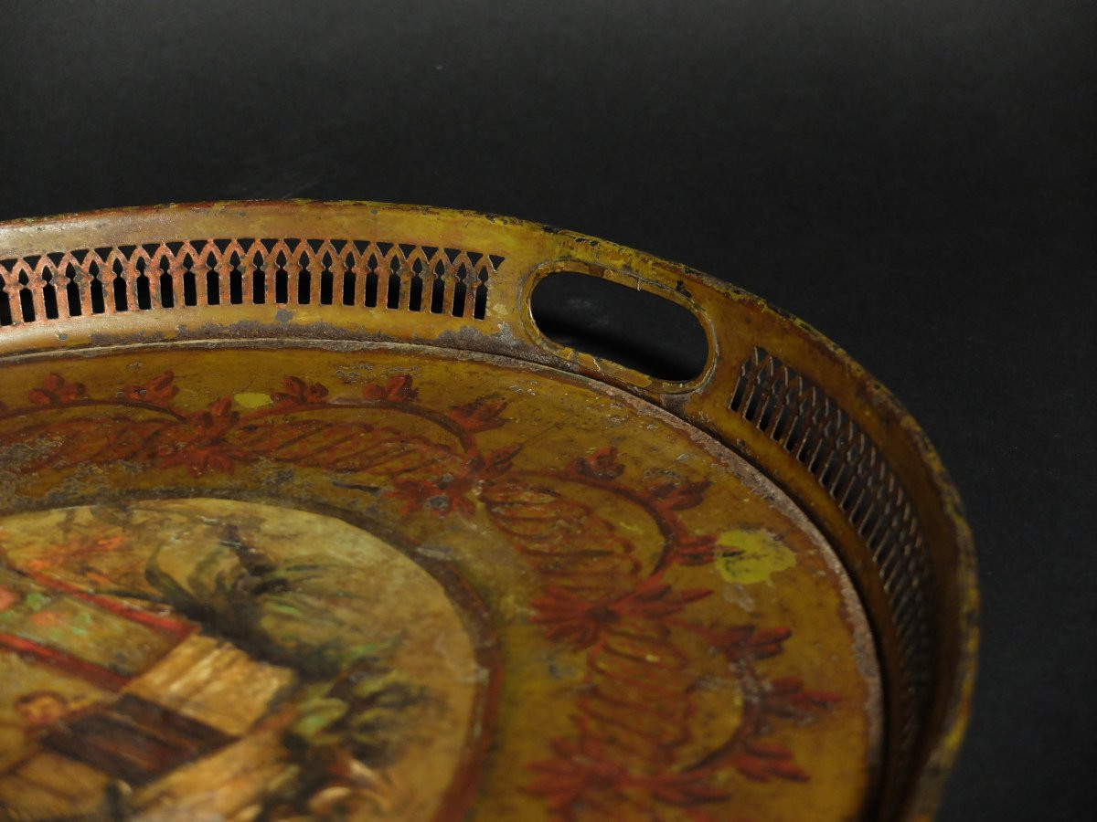 Painted Sheet Metal Tray With Chinese Decoration-photo-1