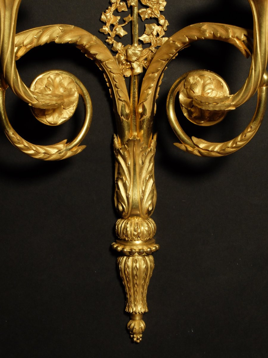 Paire d'appliques d'époque Louis XVI en bronze doré-photo-3