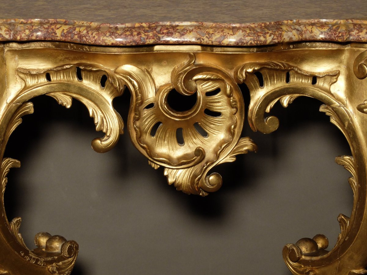 Console d'époque Louis XV en bois doré-photo-2