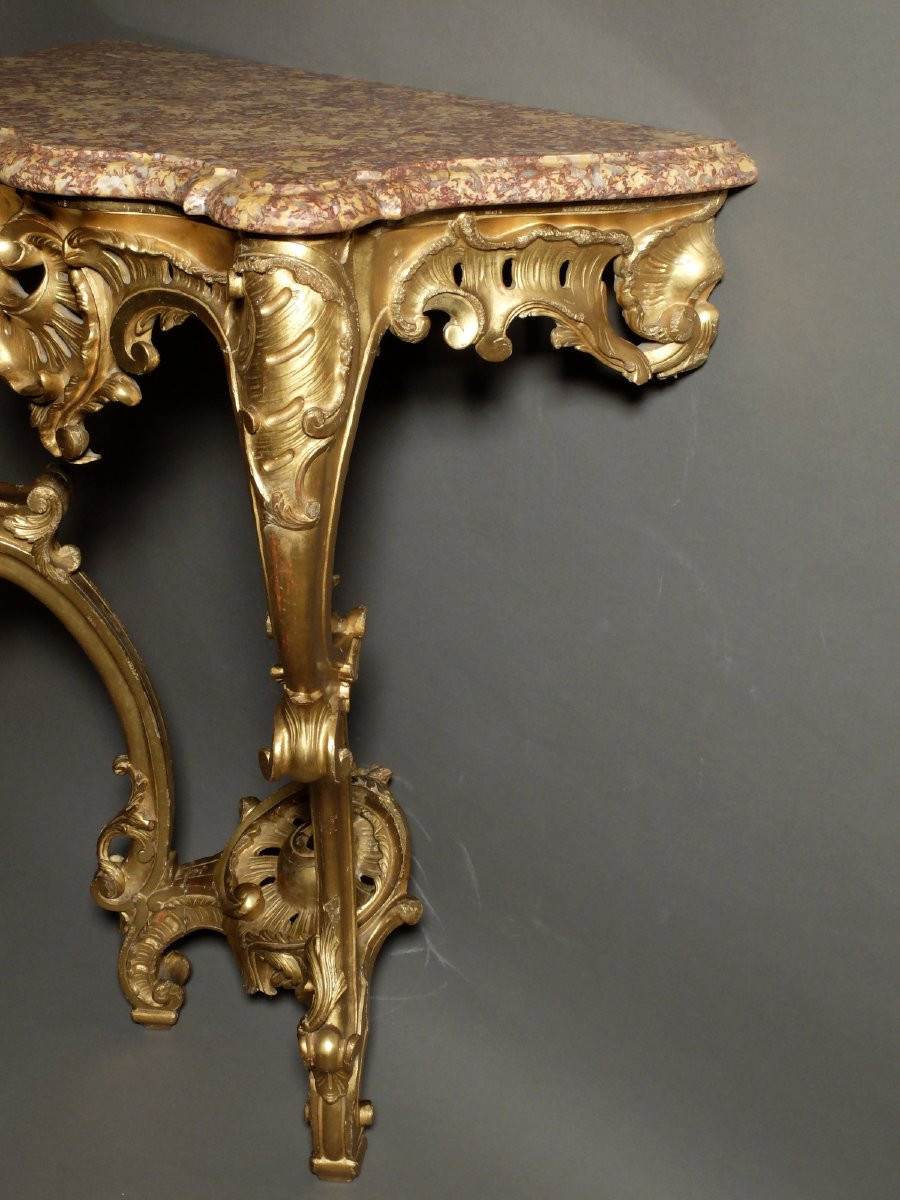 Console d'époque Louis XV en bois doré-photo-3