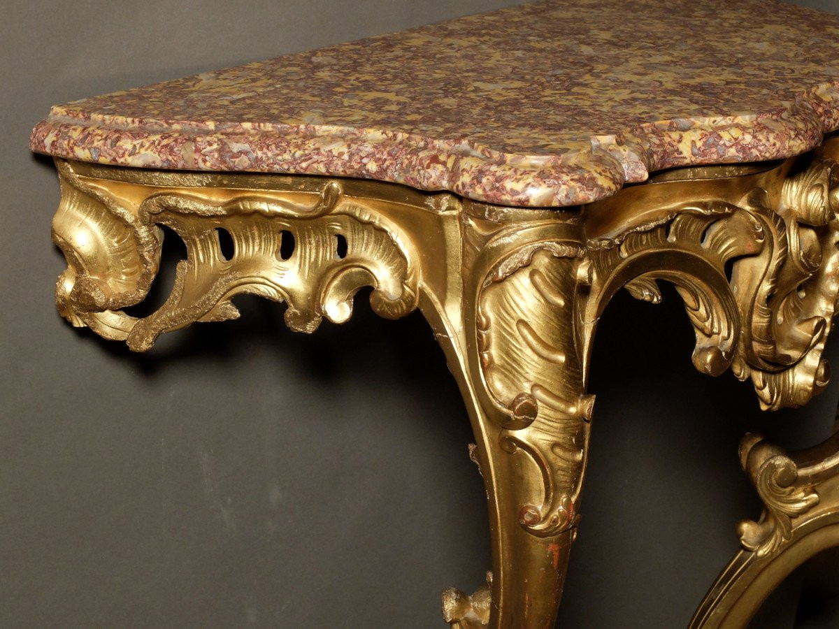 Console d'époque Louis XV en bois doré-photo-1