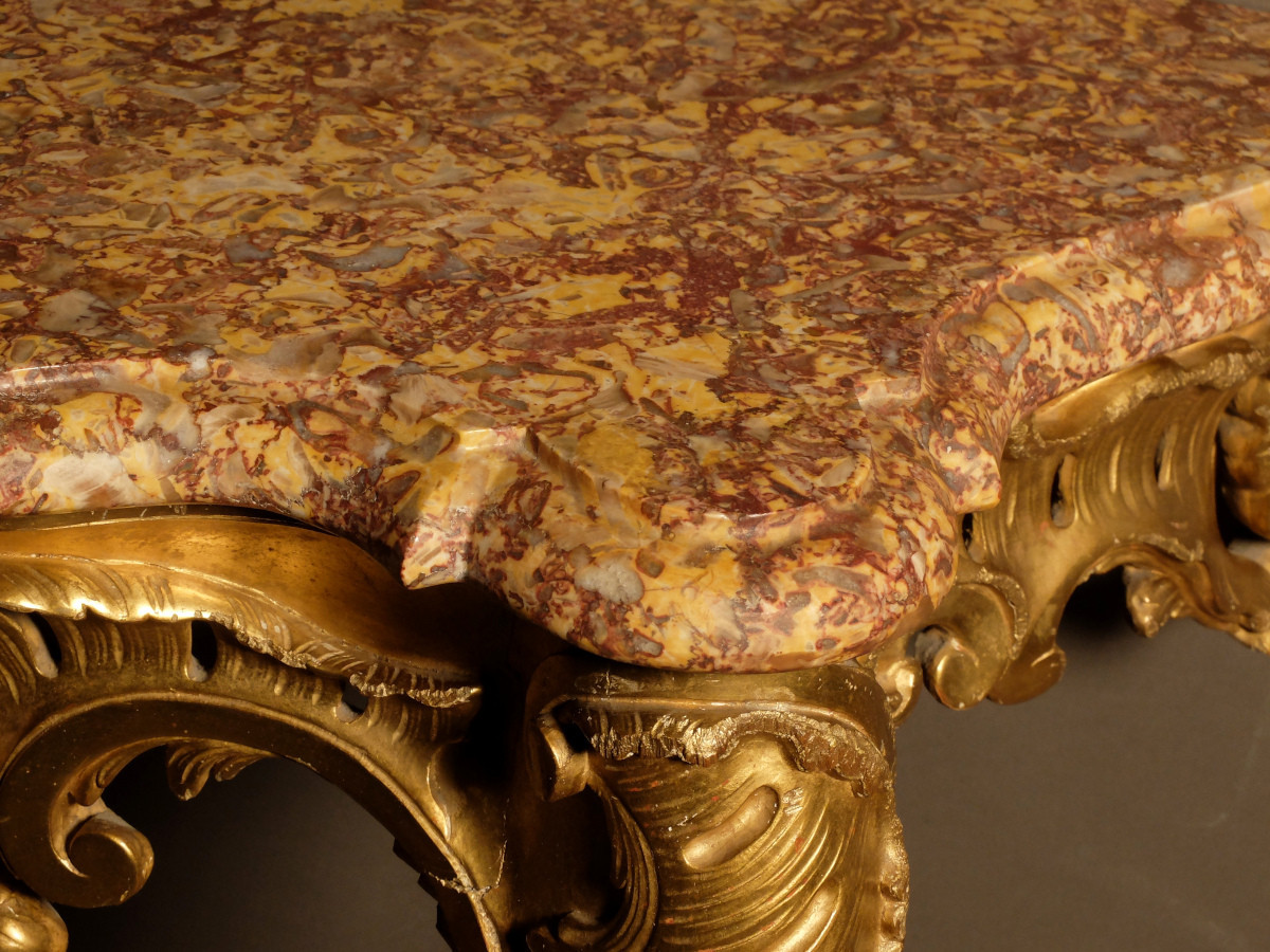 Console d'époque Louis XV en bois doré-photo-7