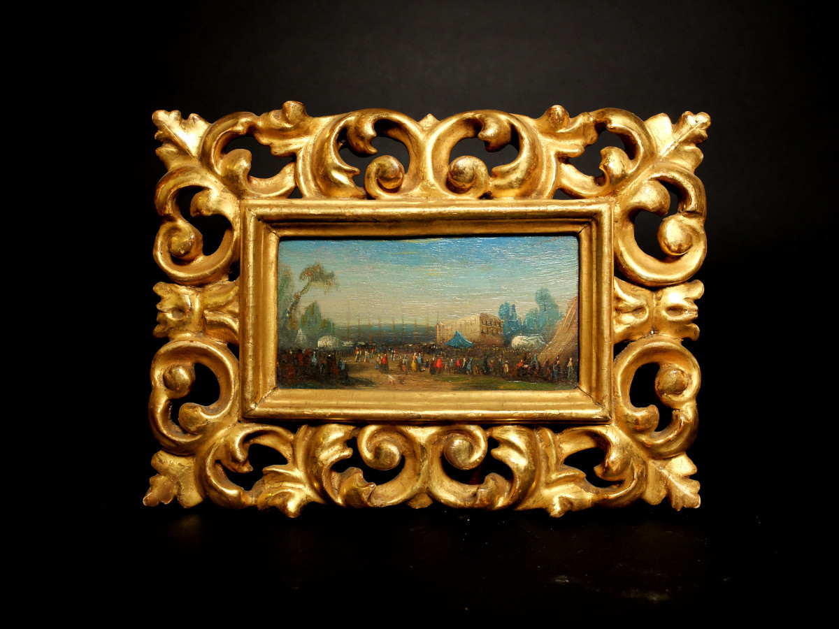 "italian Palace Scene", 19th Century Miniature