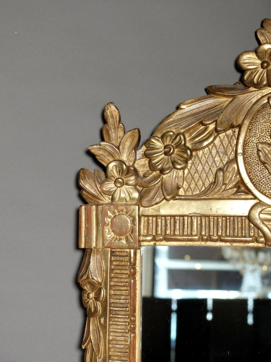 Miroir d'époque Louis XVI en bois doré-photo-3