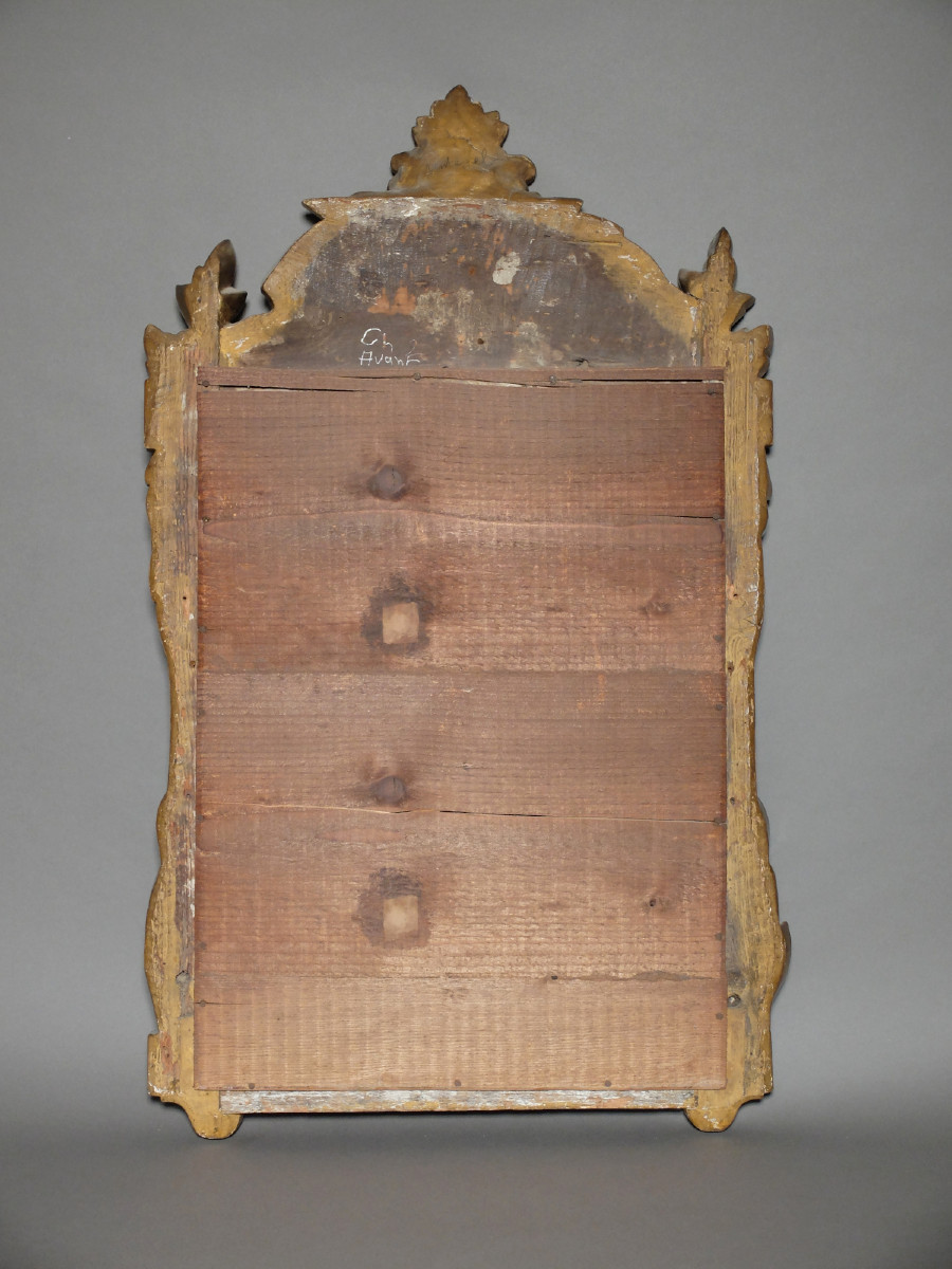 Miroir d'époque Louis XVI en bois doré-photo-1