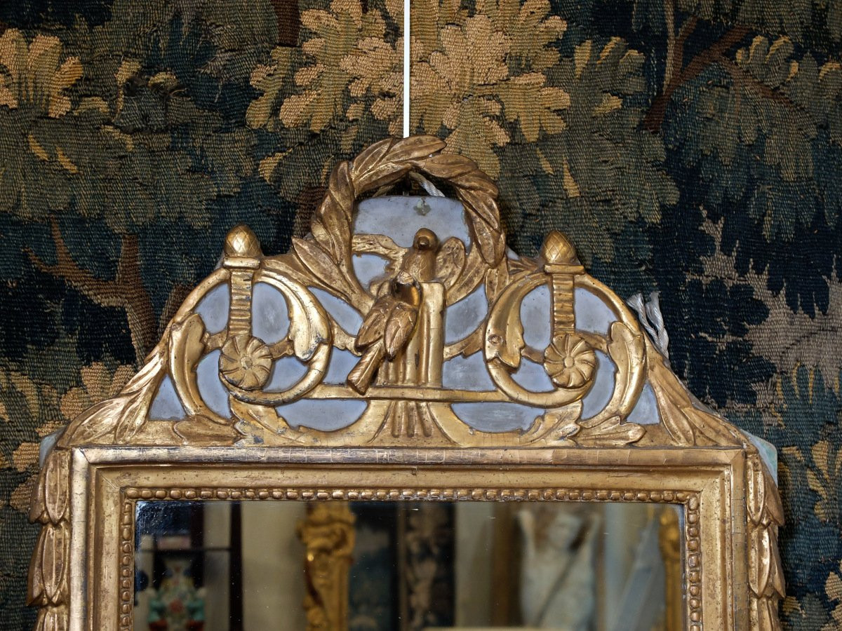 Miroir d'époque Louis XVI aux oiseaux-photo-2
