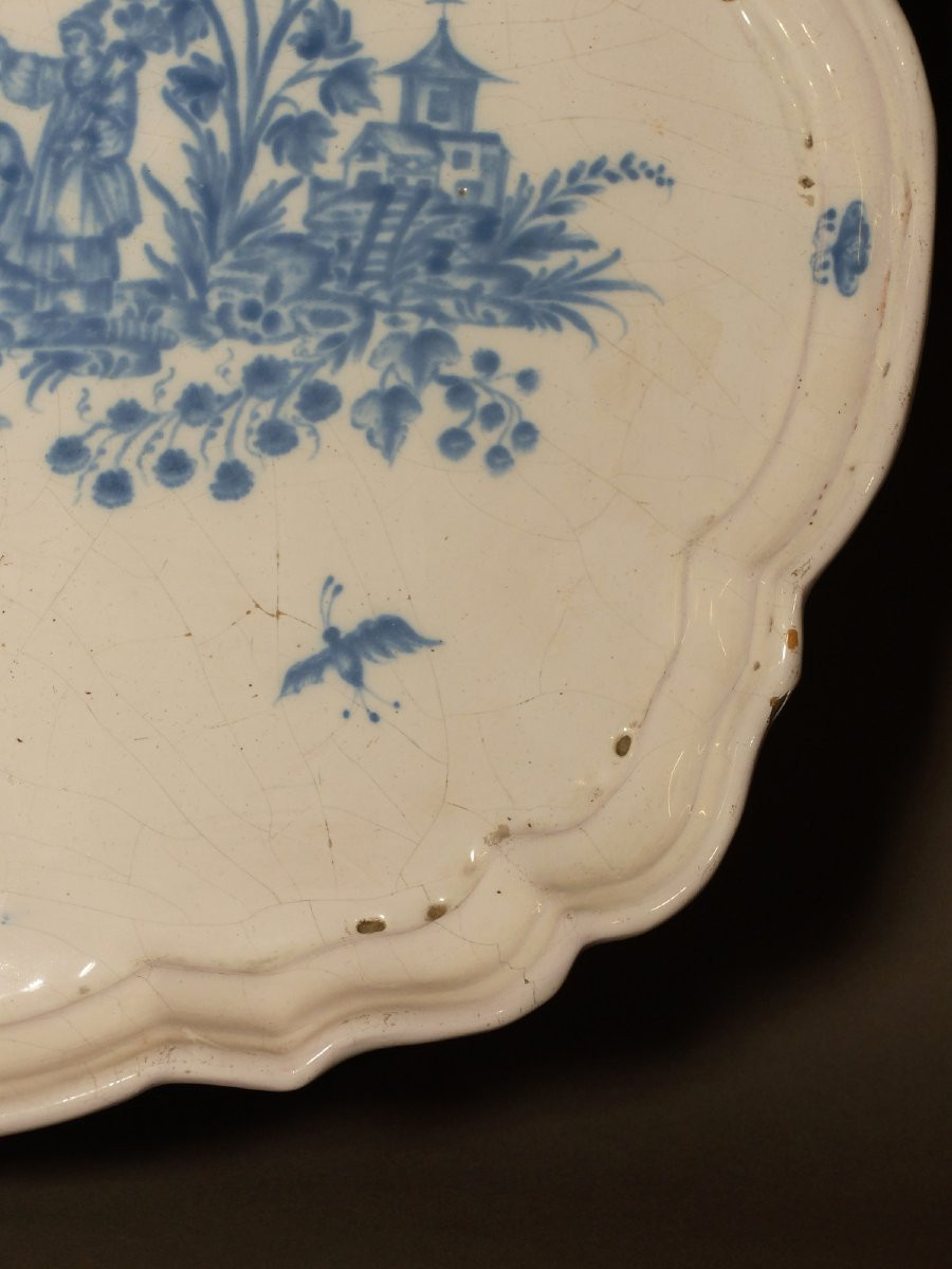 Large Chinese Tray - Moustiers, 18th Century-photo-4