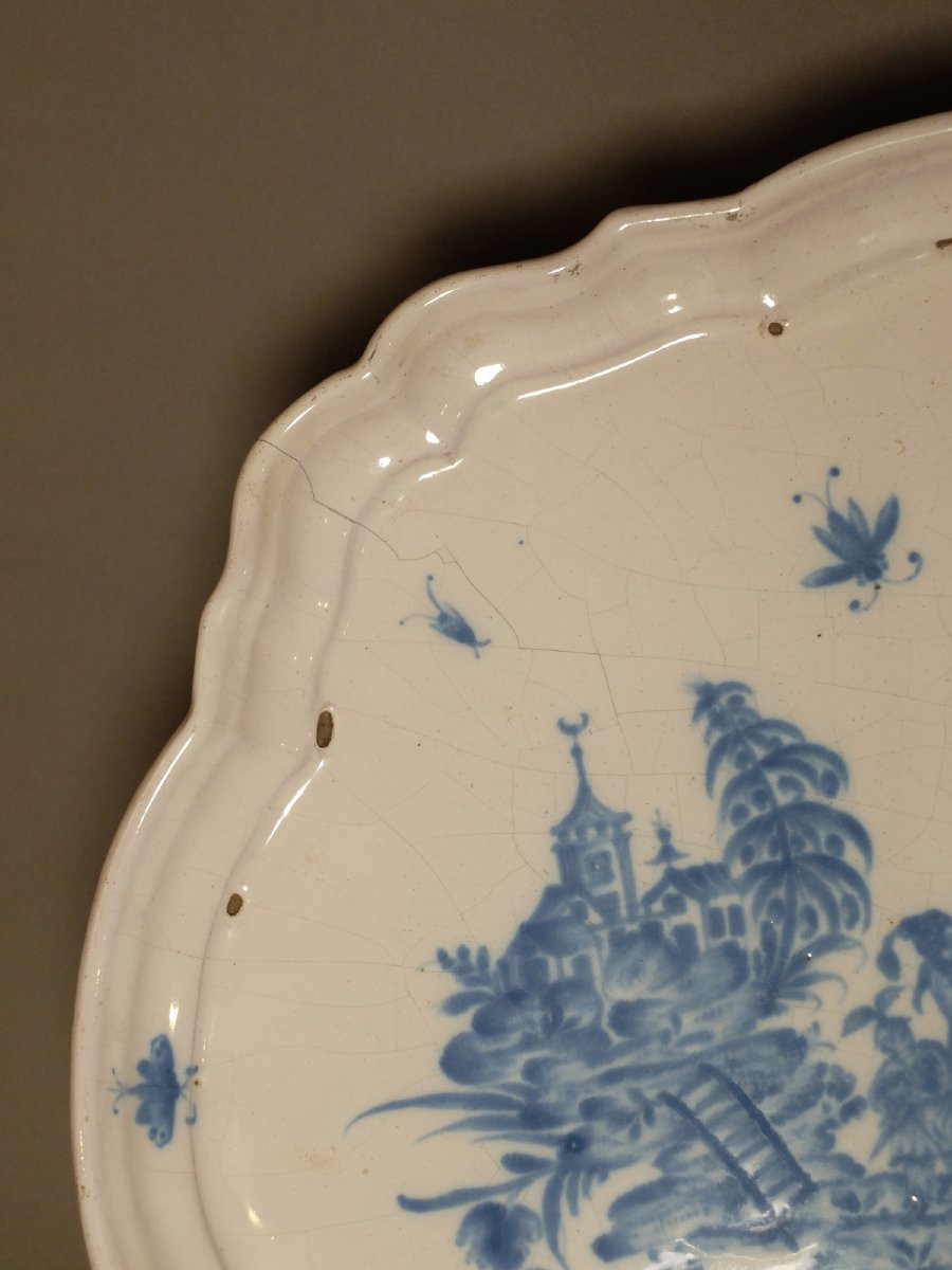 Large Chinese Tray - Moustiers, 18th Century-photo-2