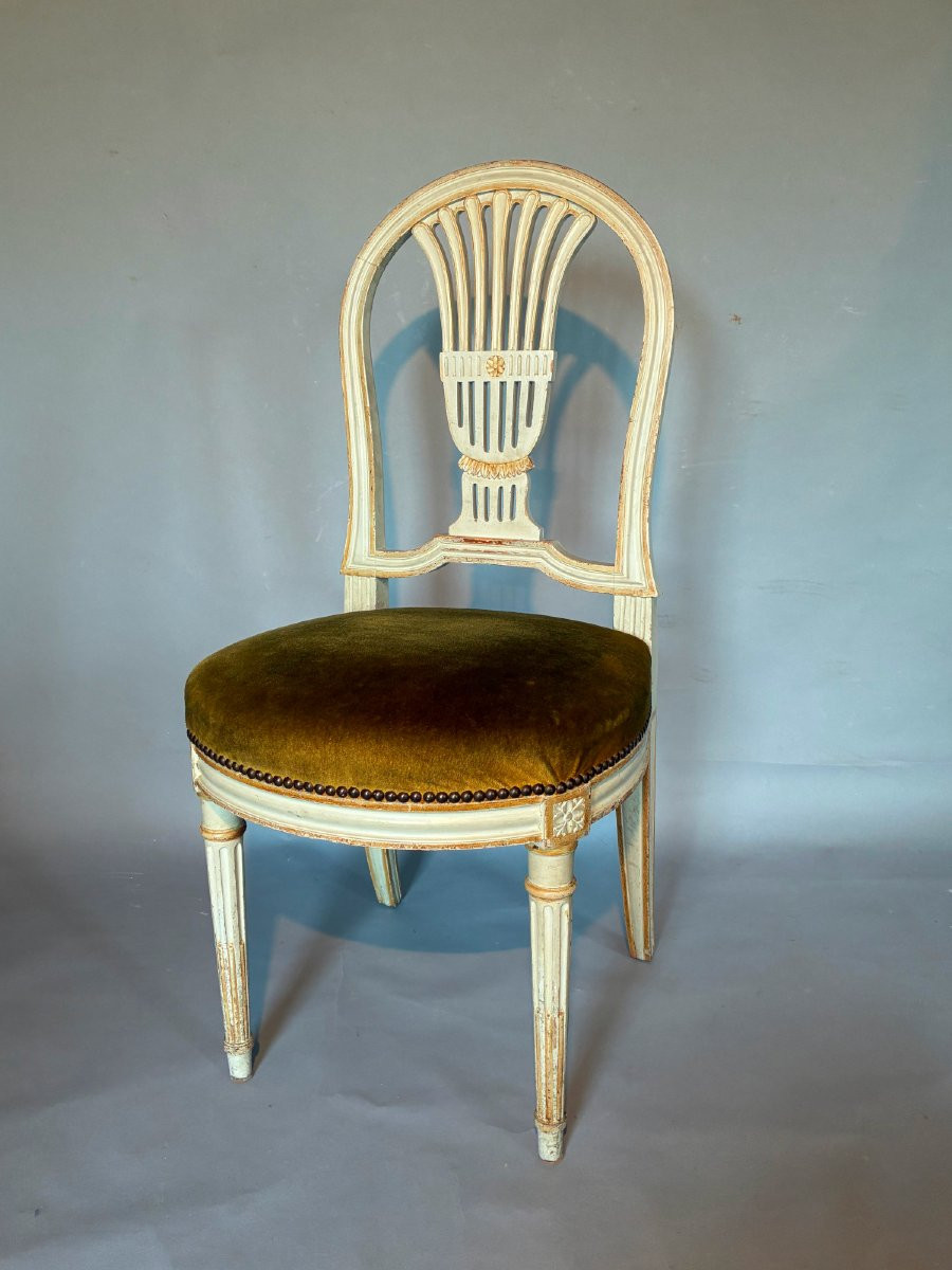 Suite de 6 chaises Louis XVI "à la gerbe"-photo-2