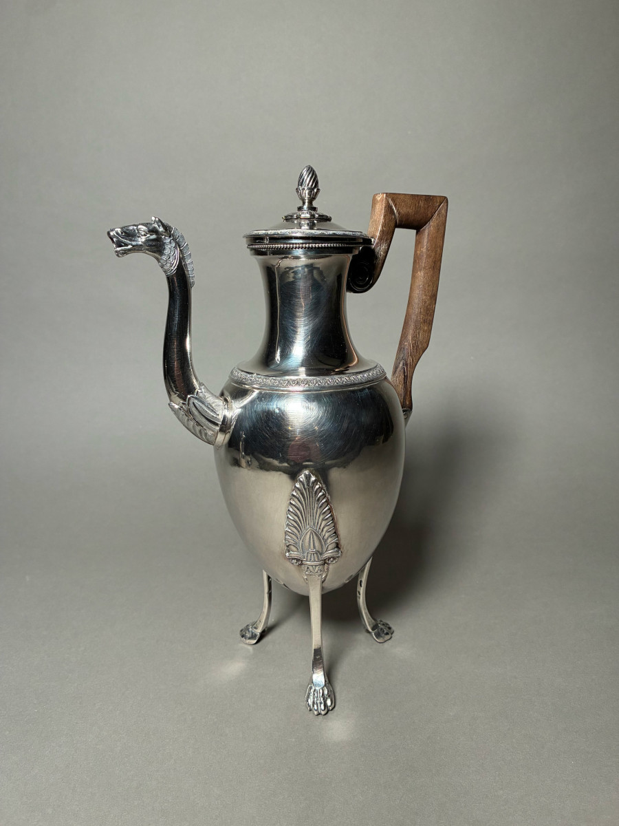 Empire Style Ewer In Solid Silver By Sixte-simon Rion