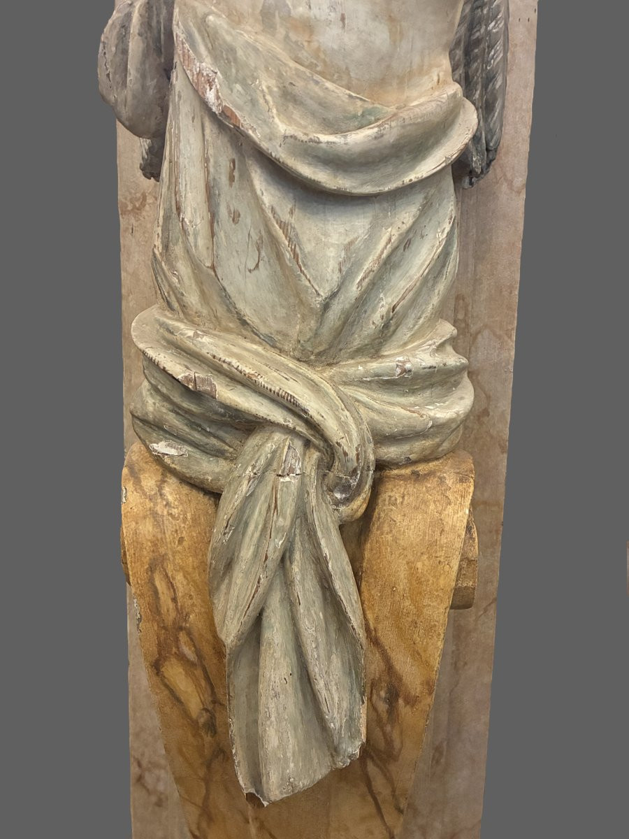 Pair Of Large Sculpted Angels In A Sheath - 19th Century-photo-2