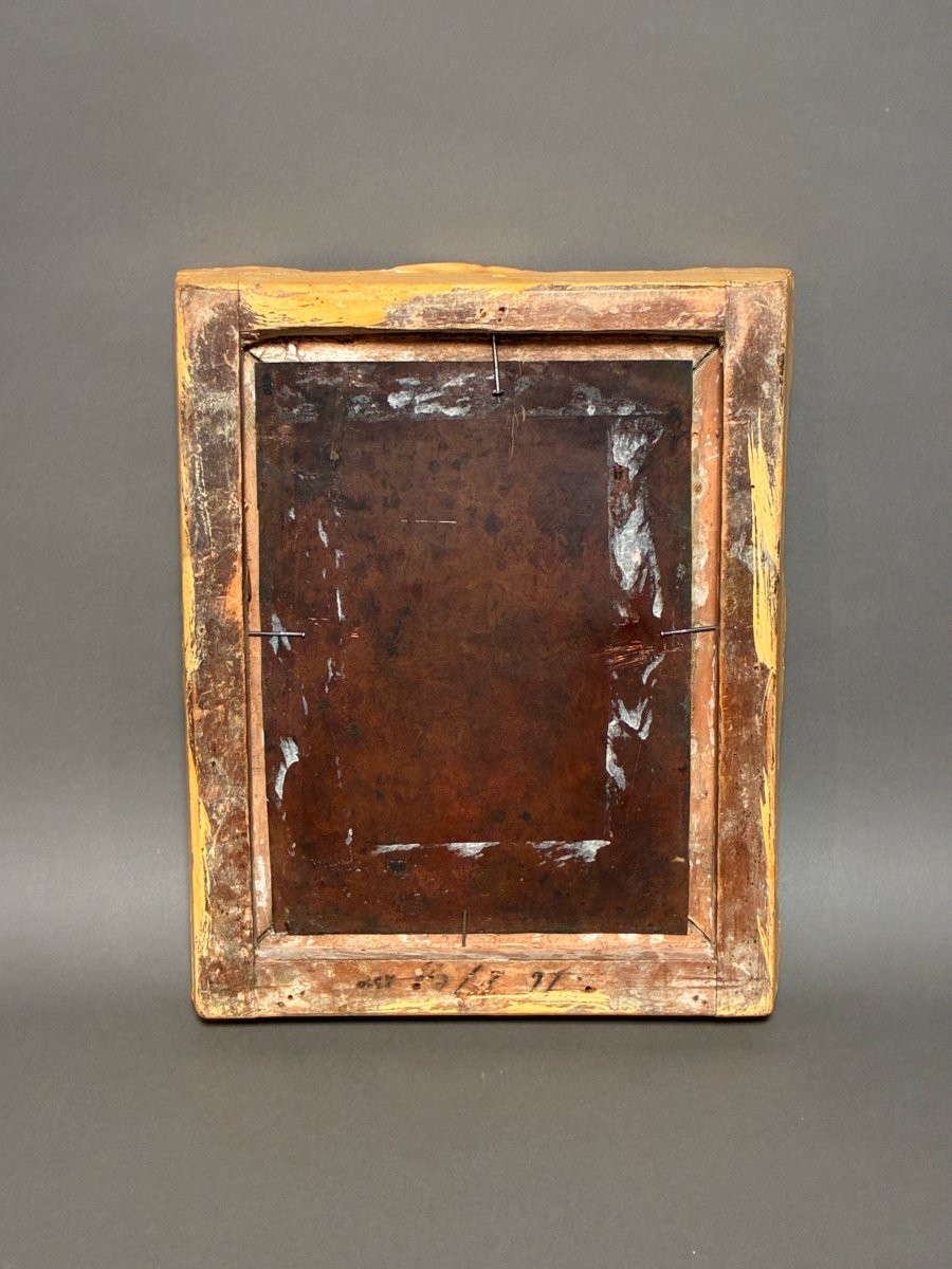 "Vierge à l'enfant" - Huile sur cuivre XVIIème-photo-4