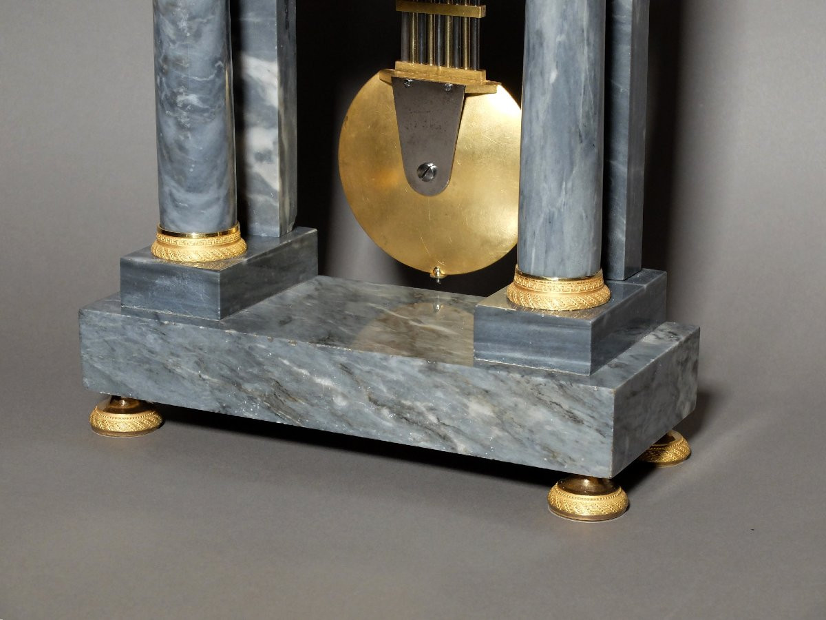 Pendule directoire en marbre bleu turquin -photo-3