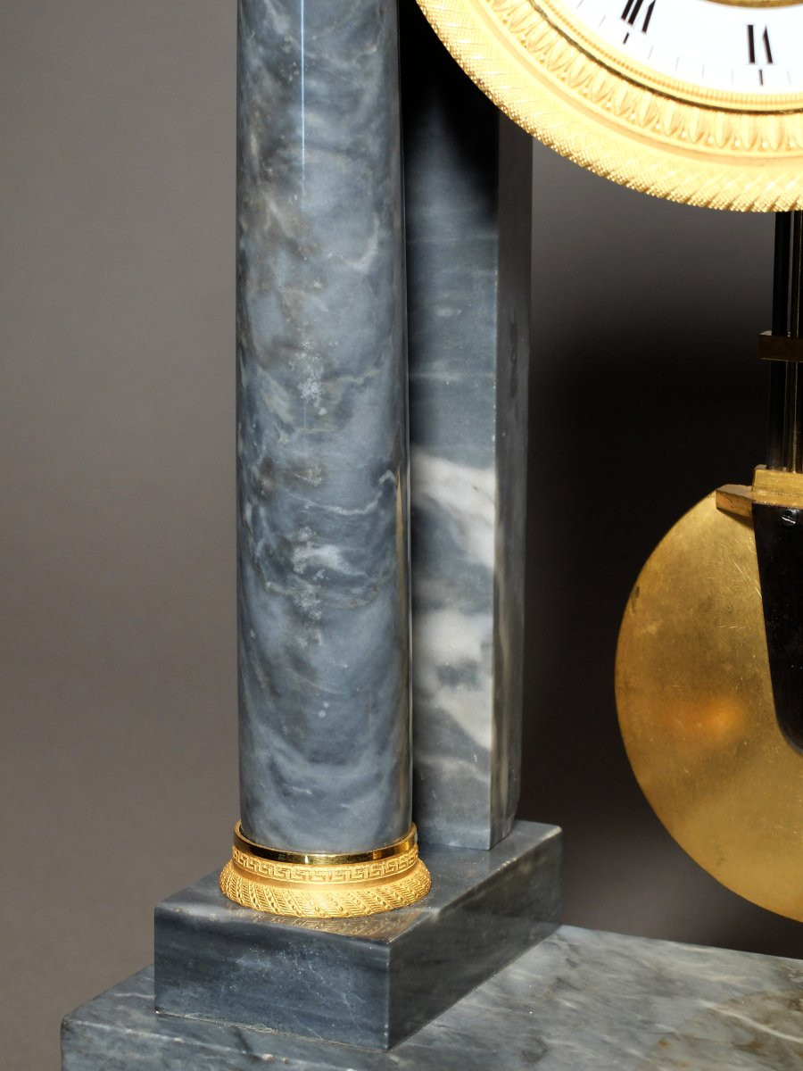 Pendule directoire en marbre bleu turquin -photo-4