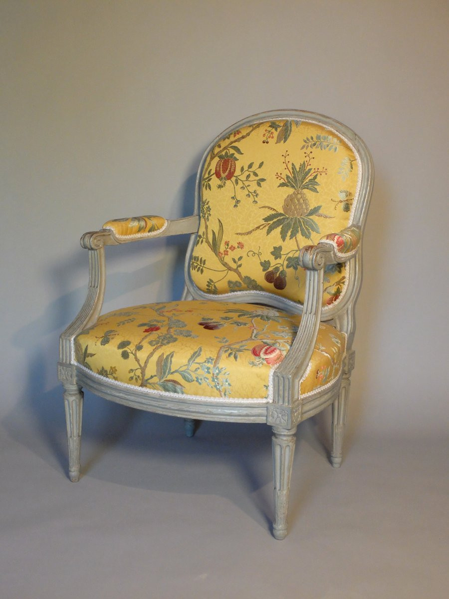 Paire de fauteuils à la Reine d'époque Louis XVI par Claude Chevigny-photo-2