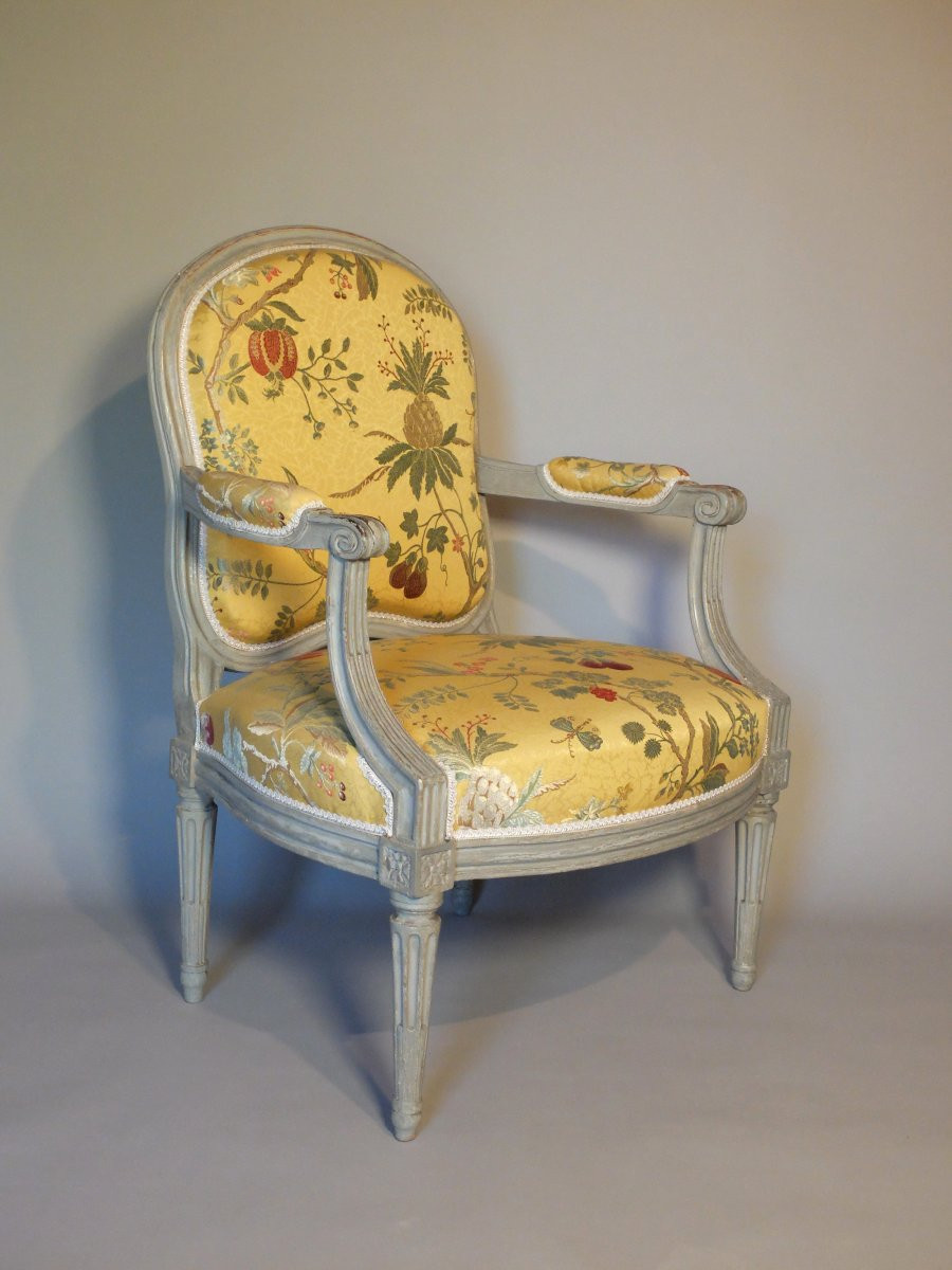 Paire de fauteuils à la Reine d'époque Louis XVI par Claude Chevigny-photo-3
