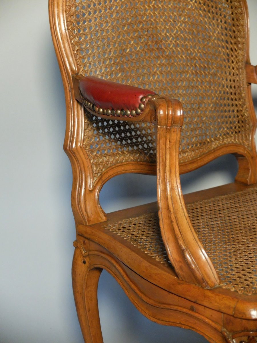 Pair Of Caned Armchairs Stamped Pierre Moreau-photo-3