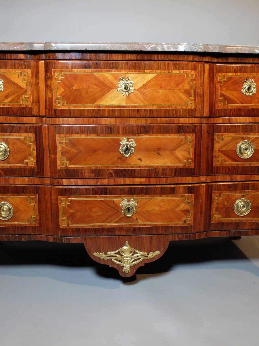 Transition-period Marquetry Chest Of Drawers-photo-4
